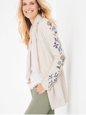 Chico’s Zenergy Embroidered Knit Cardigan Jacket